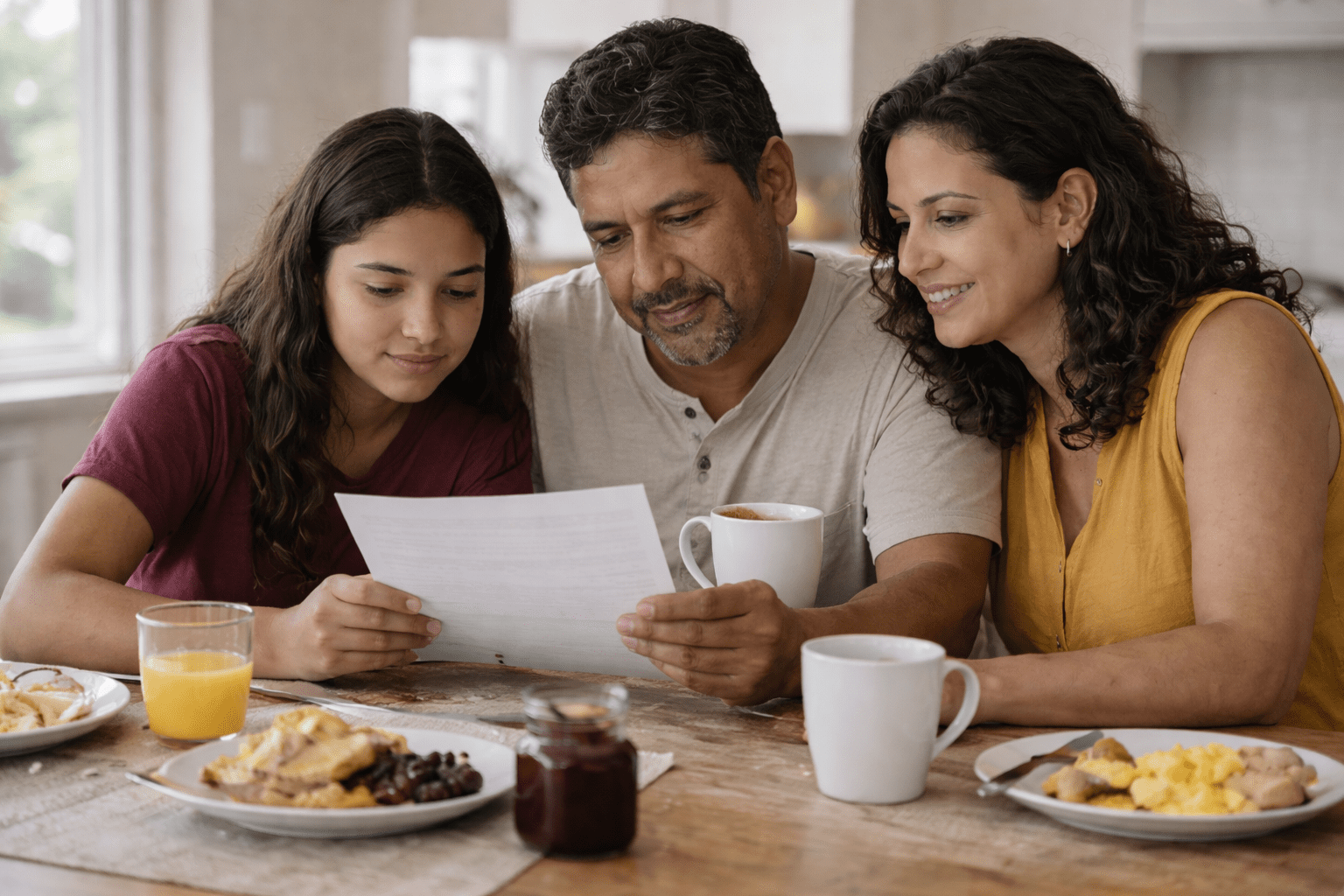 couple celebrating getting their visas with Vanessa Alonso