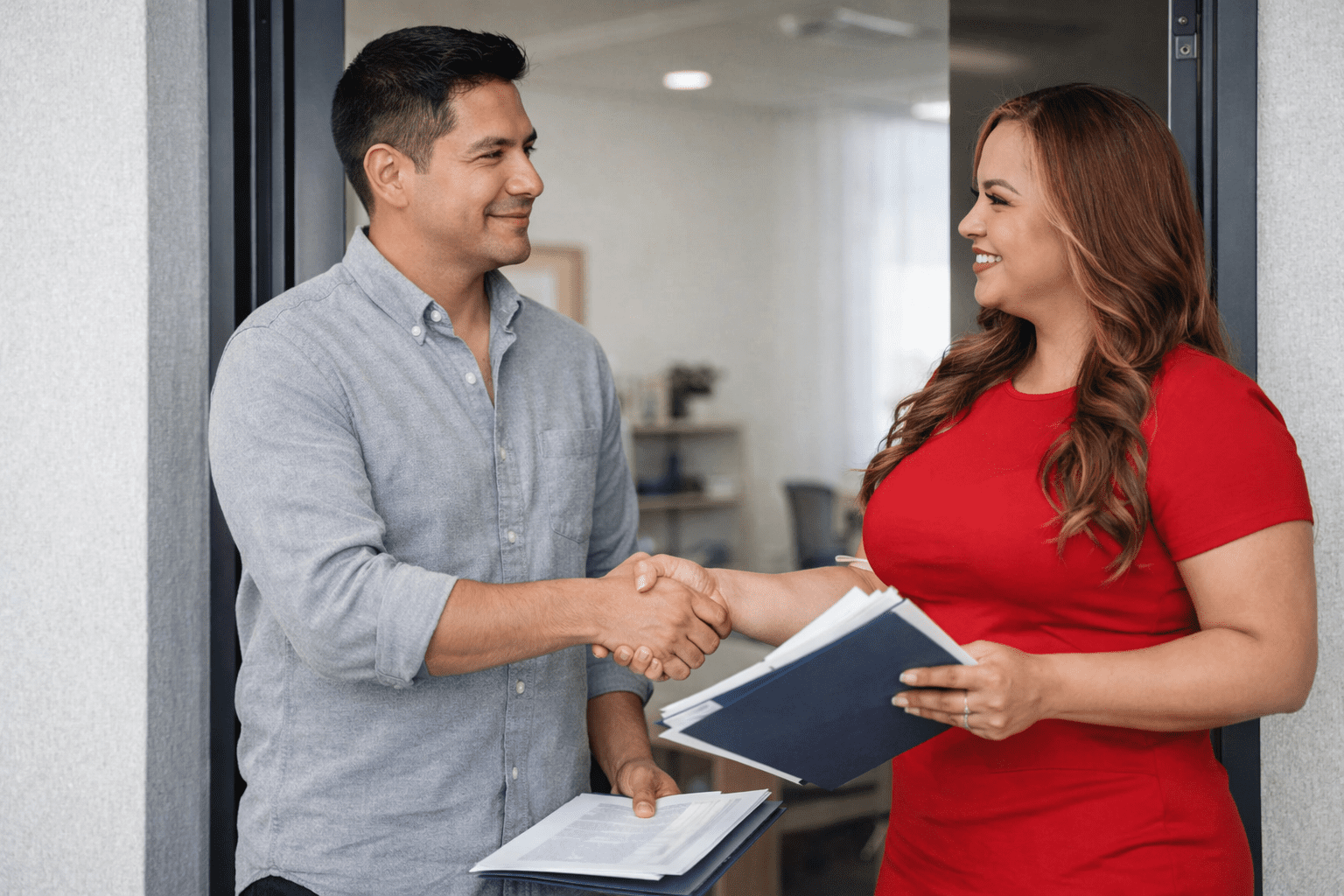 Professional attorney guiding immigrant through legal system