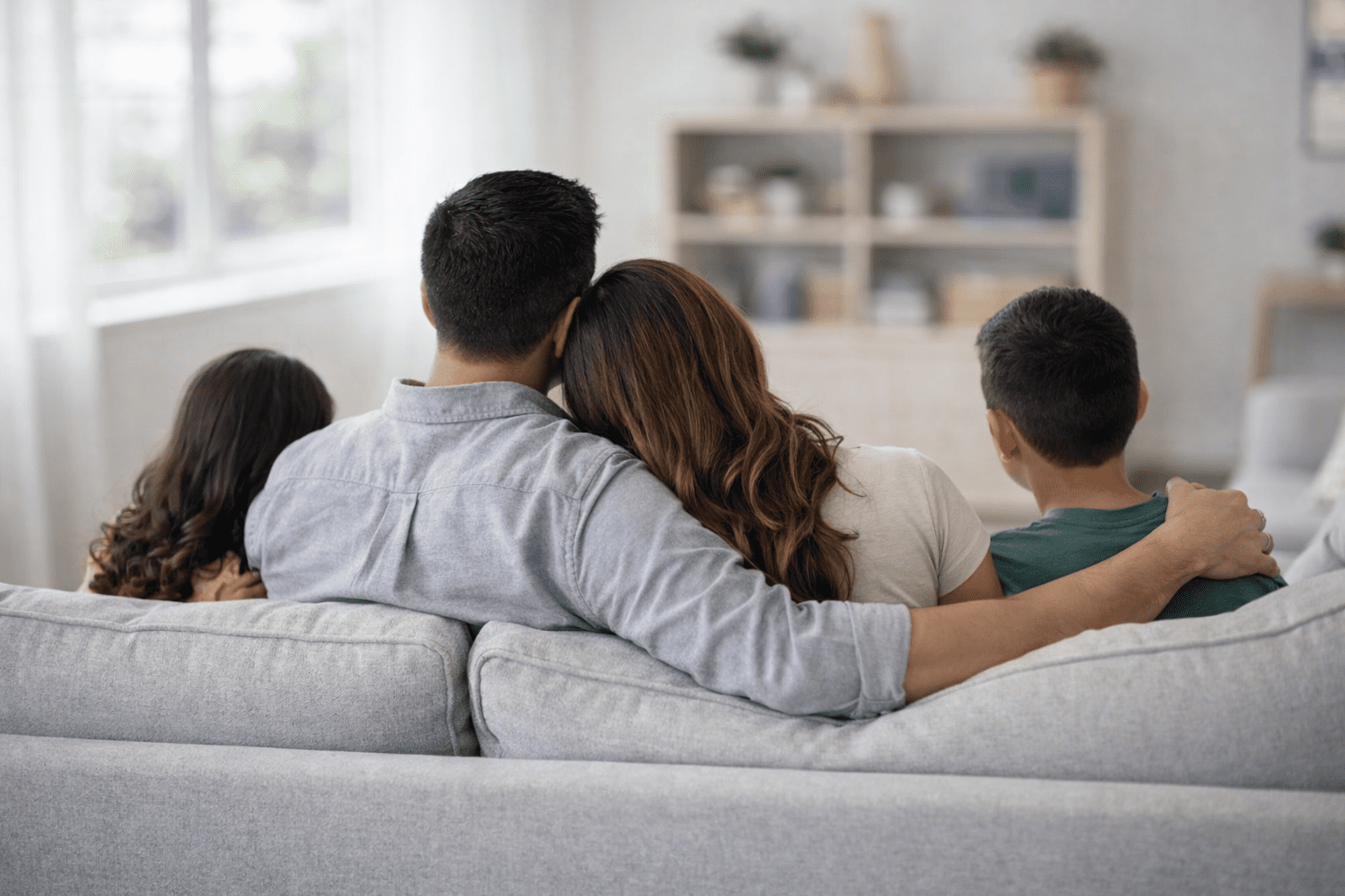 family relaxing together after a successful t visa case