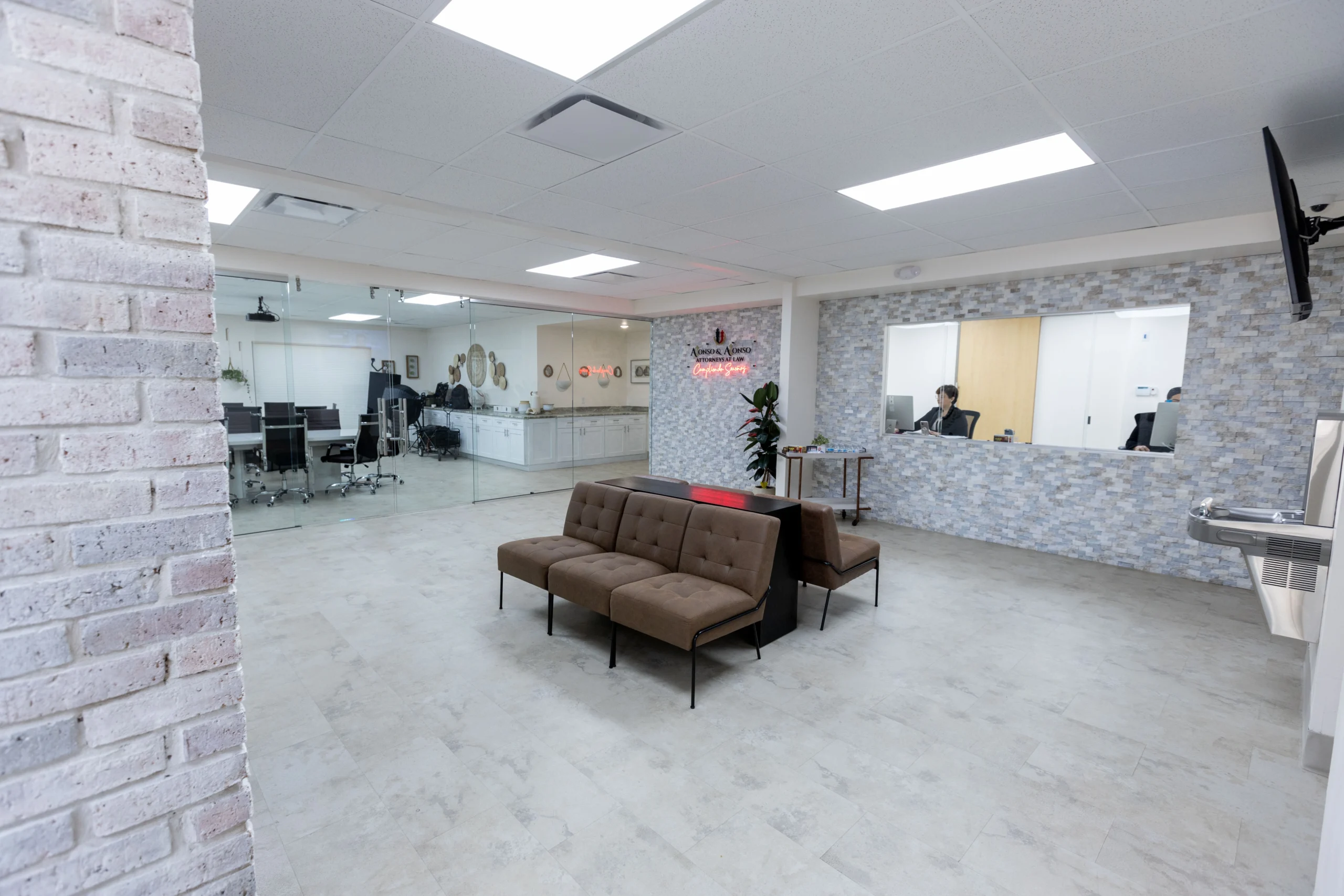 Immigration law firm lobby in San Antonio Texas with reception area for clients seeking immigration legal support